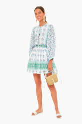 Provence Floral Tie Front Balloon Sleeve Dress